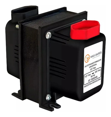 Transformador 5000va 110-220 Ou 220-110 Conversor Bivolt 12000 Btus C/ N F Geladeira Ar Condicionado Impressoras Brother Microondas Máquina Costura Lavar Roupas Preto