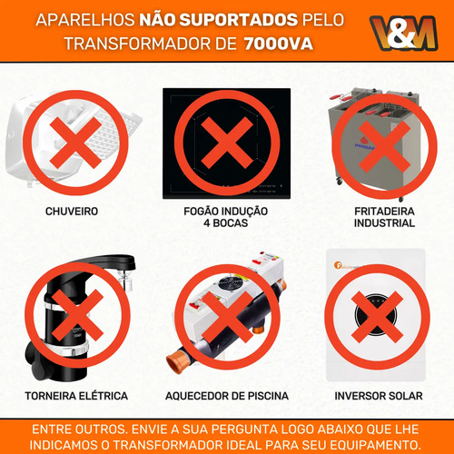 Transformador 7000va 220 Para 110 110v Para 220v Bivolt Conversor Adaptador De Voltagem 127v Inversor Energia Ar Condicionado 9000 12000 18000 Btus Geladeira Freezer Lava E Seca Escova Nespresso Forno