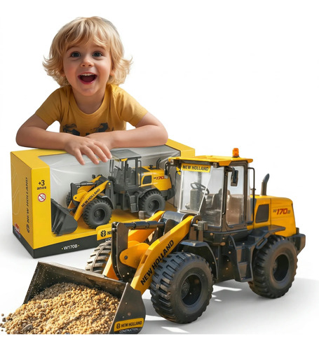 Trator brinquedo pa carregadeira new holland miniatura cor
