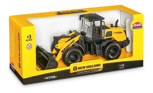 Trator de brinquedo pa carregadeira new holland amarelo