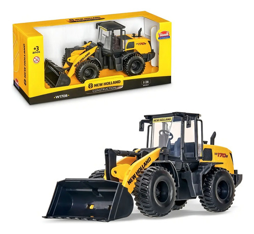 Trator de Brinquedo Pá Carregadeira New Holland Amarelo