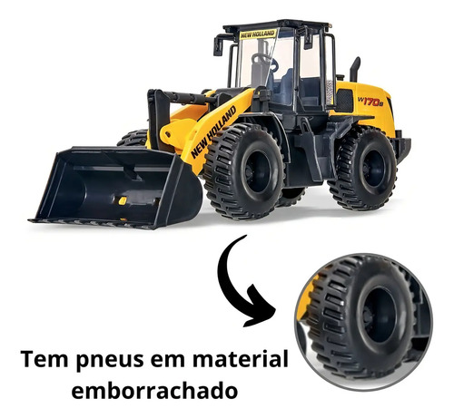 Trator de Brinquedo Pá Carregadeira New Holland Amarelo