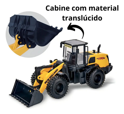 Trator de Brinquedo Pá Carregadeira New Holland Amarelo