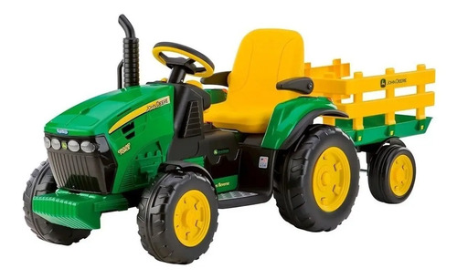 Trator Peg Perego John Deere Ground Force cor verde/amarelo 12V