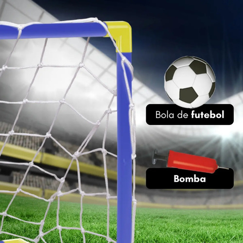 Trave Futebol Gol Kit Mini Golzinho Infantil Brinquedo Bola Azul
