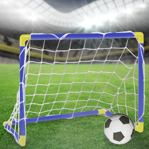 Trave Futebol Gol Kit Mini Golzinho Infantil Brinquedo Bola Azul