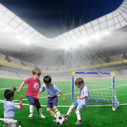 Trave Futebol Gol Kit Mini Golzinho Infantil Brinquedo Bola Azul