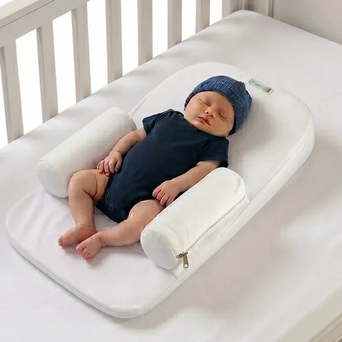 Travesseiro Anti Refluxo Com Rolinho Bebê Branco