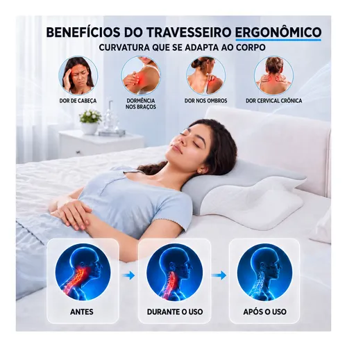 Travesseiro Cervical Ergonômico Ortopédico Coluna Anti-ronco