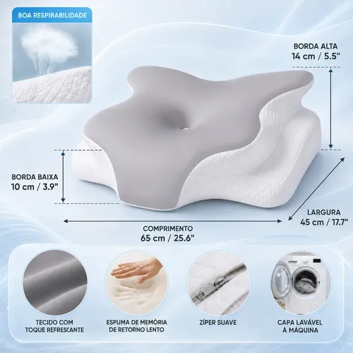Travesseiro Cervical Ergonômico Ortopédico Coluna Anti-ronco