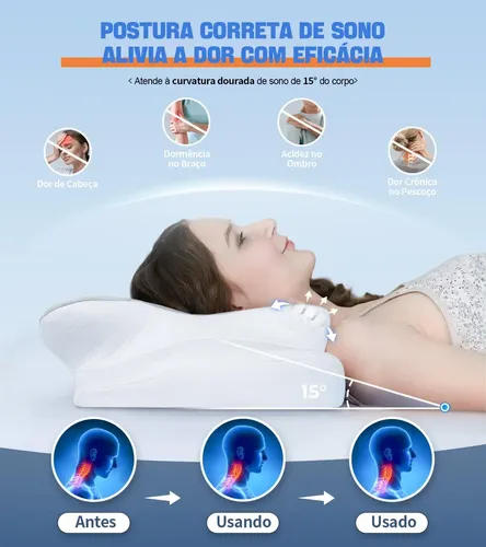 Travesseiro Cervical Nasa Carvão Ativado Ergonomia