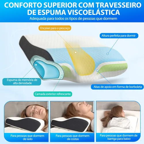 Travesseiro Cervical Ortopédico Espuma Viscoelástica