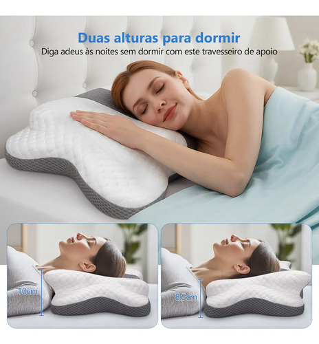 Travesseiro Nasa Cervical Ortopédico Coluna Inteligente Ergonômico Alivio Dores Sono Relax
