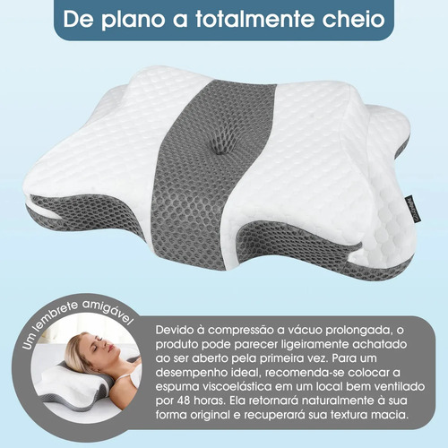 Travesseiro Nasa Cervical Ortopédico Coluna Inteligente Ergonômico Alivio Dores Sono Relax
