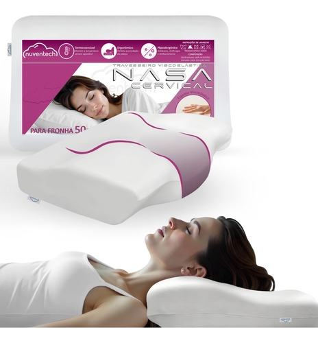 Travesseiro nasa viscoelastico cervical anatomico ortopedico