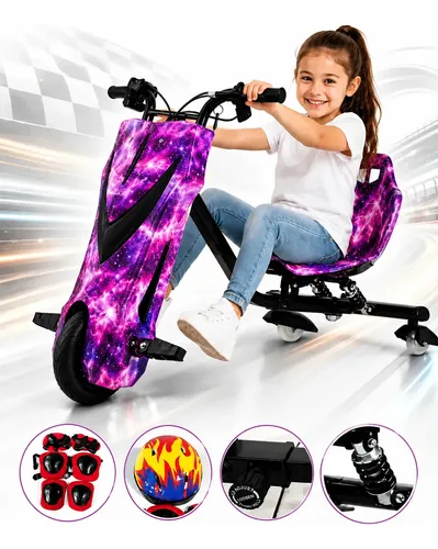 Triciclo eletrico drift grande 350w 36v suporta 90kg brinde