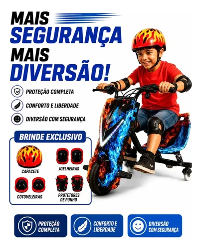 Triciclo Eletrico Drift Grande 350w 36v Suporta 90kg +brinde