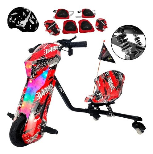 Triciclo patinete drift com amortecedor roda grande 8 pol el 1