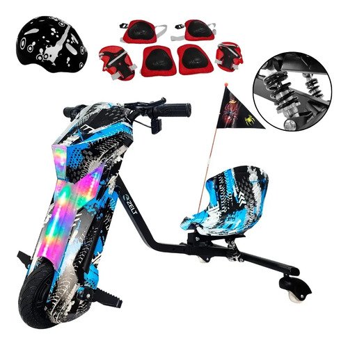 Triciclo patinete drift com amortecedor roda grande 8 pol el