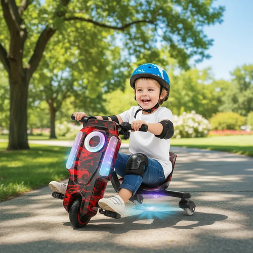 Triciclo patinete drift eletrico infantil c protecao mini