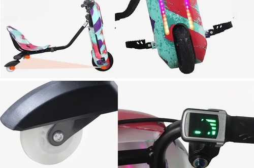 Triciclo Patinete Drift Elétrico Infantil C/ Proteção Mini
