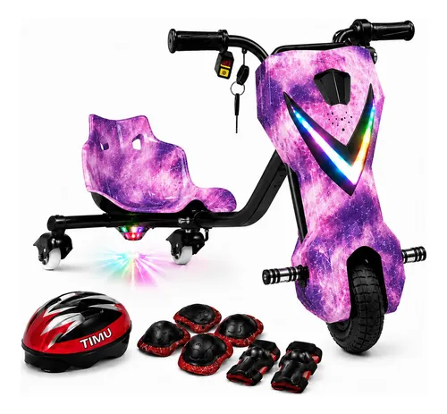 Triciclo patinete eletrico drift 350w bluetooth 100kg freio