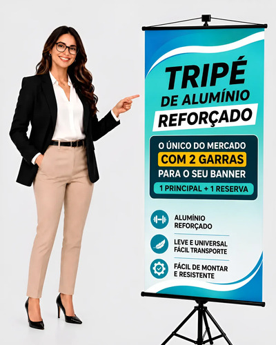 Tripe banner 210m regulavel aluminio porta banner pedestal