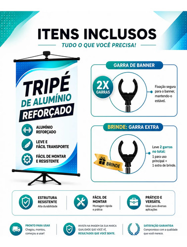 Tripé Banner 2.10m Regulável Aluminio Porta Banner Pedestal