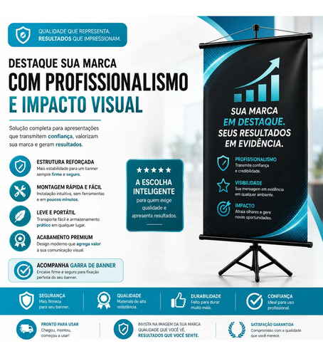 Tripé Banner 2.10m Regulável Aluminio Porta Banner Pedestal