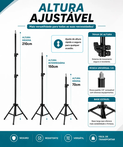 Tripé Banner 2.10m Regulável Aluminio Porta Banner Pedestal