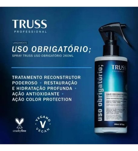 Truss Uso Obrigatório Reconstrutor Capilar 260ml Truss Uso Obrigatório Reconstrução Restauração
