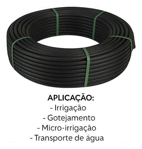 Tubo mangueira preta irrigacao 34 com 100 metros 1904mm