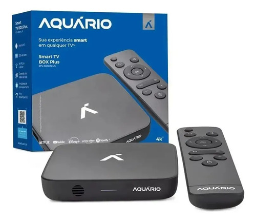 Tv box aquario plus stv 3000 4k padrao 4k 16gb preto com 2gb