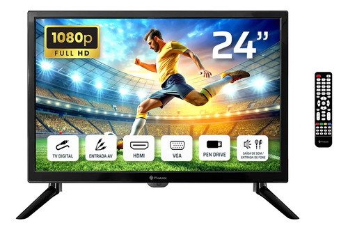 Tv monitor fmaxx ft24 led full hd cor preto