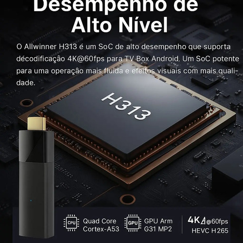TV Stick Tomate MCD-123 4K Android Com Google Assistente
