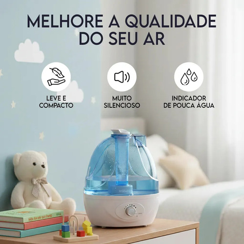 Umidificador De Ar Ultrassónico Bivolt 127v 220v Ambiente Portátil 360° Difusor De Aromas Aromatizador Silencioso Led Rgb Quarto Bebe Com Tanque De Água Grande De 2,5 Litros Grande Risemberg