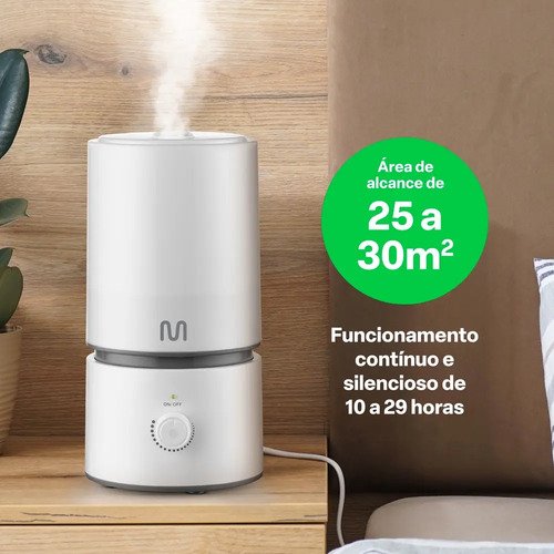 Umidificador De Ar Ultrassônico Easy Air 1,8L Branco Bivolt Com Aromaterapia Névoa Silenciosa Multi Saúde - HC290 Ambiente