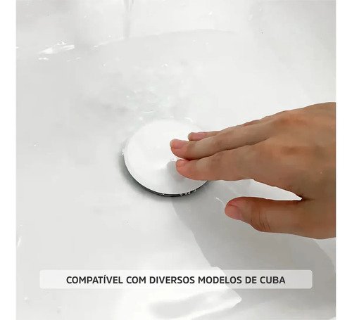 Válvula Porcelana De Click Lavatório Branca 1 1/4 Louça Branco Brilhante