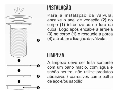 Válvula Porcelana De Click Lavatório Branca 1 1/4 Louça Branco Brilhante