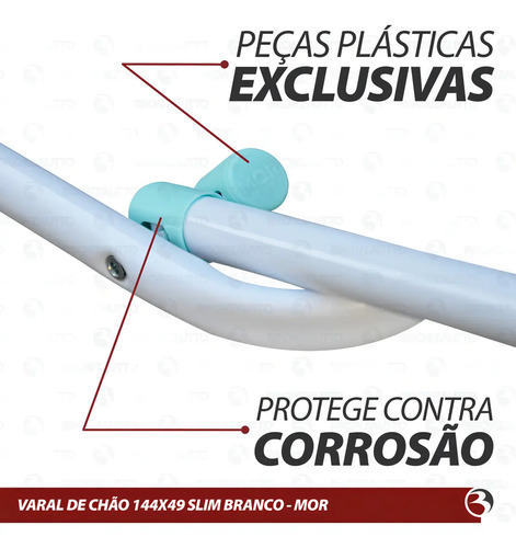 Varal De Chão Abas Slim Dobrável Retrátil Aço Reforçado Mor