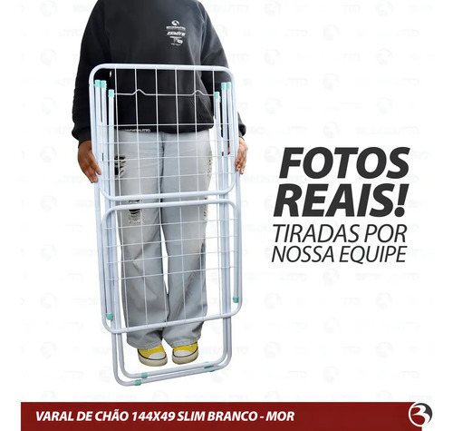 Varal De Chão Abas Slim Dobrável Retrátil Aço Reforçado Mor