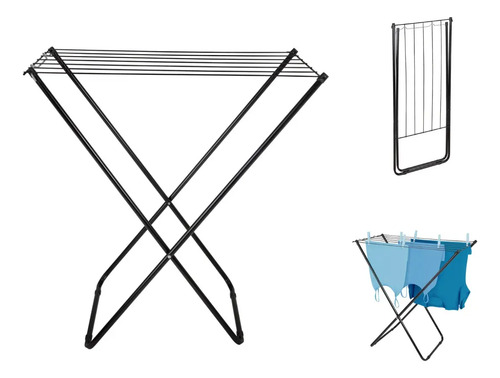 Varal de chao slim aco reforcado dobravel 79x42 preto mor