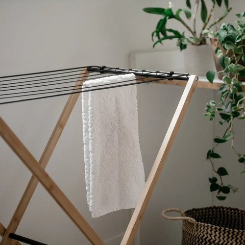 Varal De Chão Slim De Bambu Dobravel Reforçado 85cm Pratico