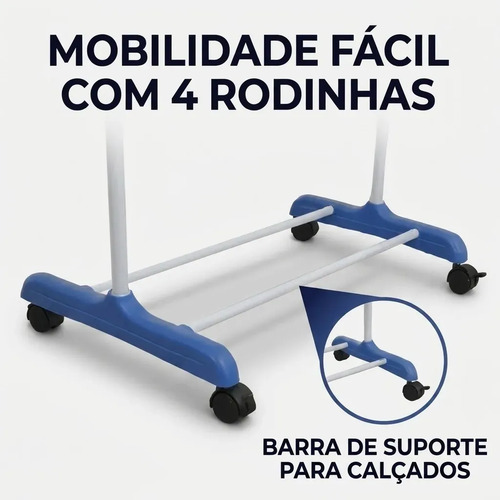 Varal De Chão Vertical Dobrável 3 Andares Com Rodas Aço Reforçado Capacidade 40Kg Torre Para Secar Roupas Compacto Portátil Multifuncional Para Casa Apartamento Lavanderia - Shokki