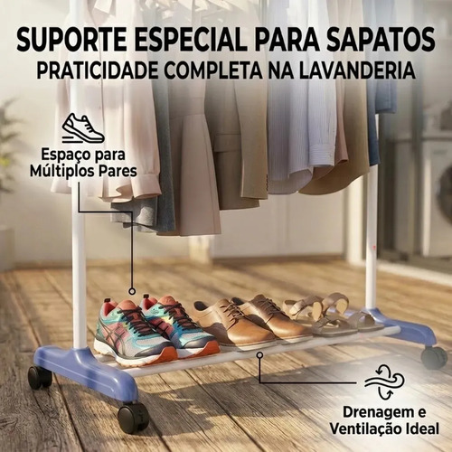 Varal De Chão Vertical Dobrável 3 Andares Com Rodas Aço Reforçado Capacidade 40Kg Torre Para Secar Roupas Compacto Portátil Multifuncional Para Casa Apartamento Lavanderia - Shokki
