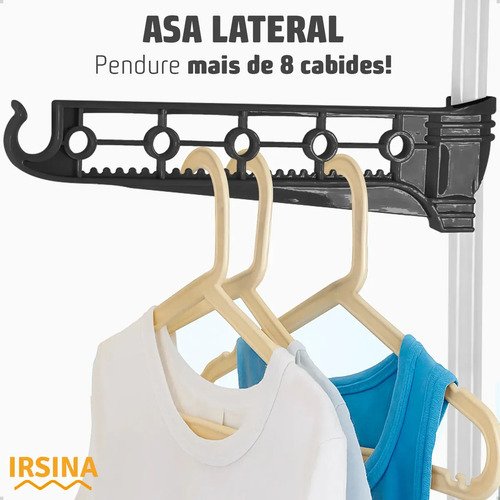Varal Dobrável De Chão 3 Andares De Roupas Grande Com Rodinha Resistente Durável Irsina
