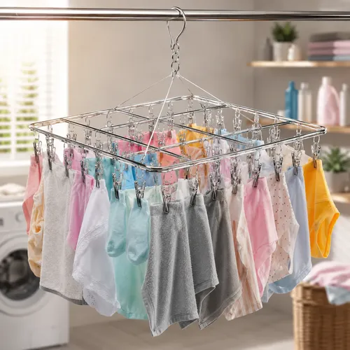 Varal Inox Suspenso 40 Prendedores Fixos Para Secagem Roupas