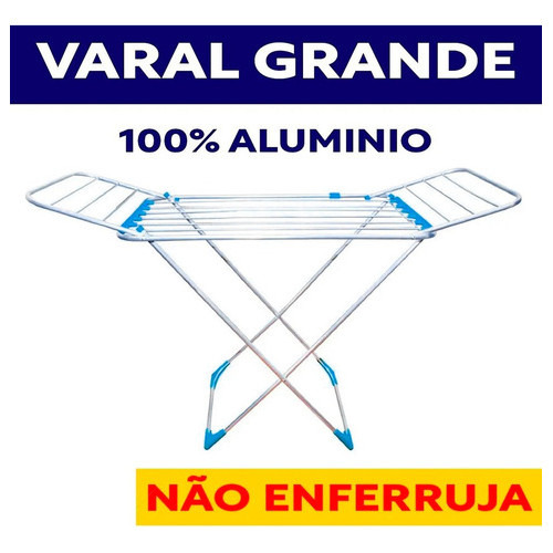Varal p roupas de chao 100 aluminio grande reforcado com aba