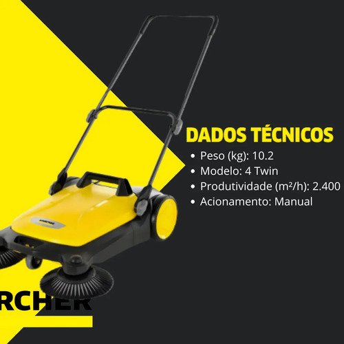 Varredeira De Piso Karcher Manual Com Recolhedor 20l S4 Twin
