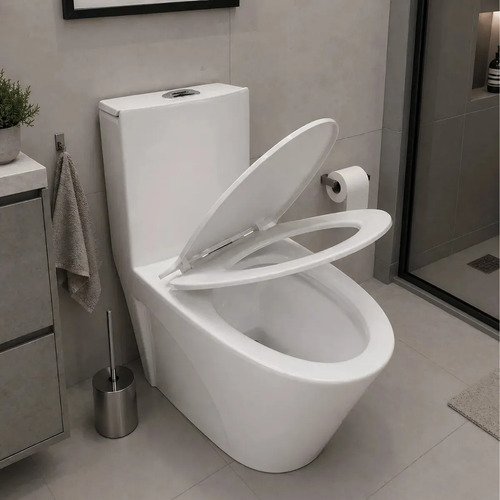 Vaso Sanitário Monobloco Barcelona Branco Completo com Caixa Acoplada Assento Soft Close Duplo Acionamento Dual Flush 3/6L Saída Vertical Cerâmica Premium Design Moderno Fácil Limpeza Stillus Home